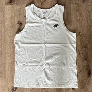 The Nike Tee White Tank Top with Black Swoosh Logo